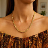 10K Yellow Gold Hollow Diamond Cut Rope Chain (5.00 mm) thumbnail 3