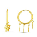 14K yellow gold huggie hoop earrings with open star charm detail