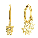 14K Yellow Gold Endless Star Charm Huggie Hoop Earrings thumbnail 2