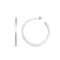 925 sterling silver round tube C hoop earrings with smooth polished finish