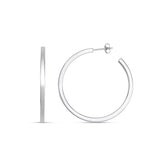 Sterling Silver Round Tube C Hoop Earrings thumbnail 1