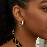Sterling Silver Hexagon Hoop Earrings thumbnail 2