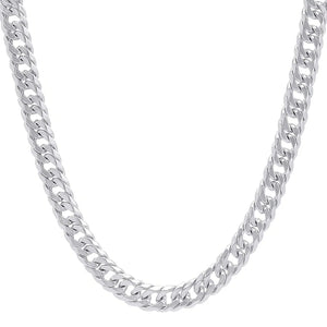 Sterling Silver Rhodium Plated Flat Miami Cuban Chain (9.30 mm)