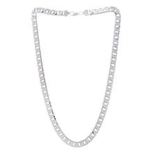 Sterling Silver Rhodium Plated Flat Miami Cuban Chain (9.30 mm)