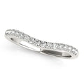 14K white gold ring with pave-set round diamond stones in a curved band