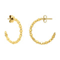 14K yellow gold pebble C hoop earrings with a smooth open curved profile