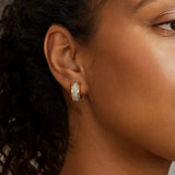 14K Two Tone Gold Center Huggie Earrings thumbnail 3