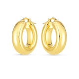 14k Yellow Gold Medium Puffy Hoops thumbnail 2