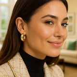 14k Yellow Gold Medium Puffy Hoops thumbnail 4