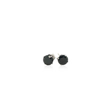 Load image into Gallery viewer, 14k White Gold Stud Earrings with Black Faceted Cubic Zirconia(5mm)