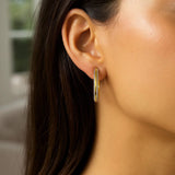 14K Two Tone Gold Diamond Cut Round Hoop Earrings thumbnail 3