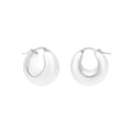 Sterling silver 925 large graduated hoop earrings with polished tubing and snap closure