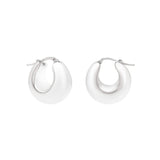 Sterling silver 925 large graduated hoop earrings with polished tubing and snap closure thumbnail 1