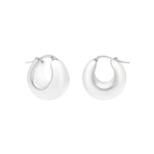 Sterling silver 925 large graduated hoop earrings with polished tubing and snap closure