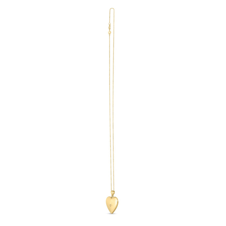 14k Yellow Gold Diamond Heart Locket Necklace