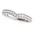 14K white gold ring with round diamond stones along a curved beaded border