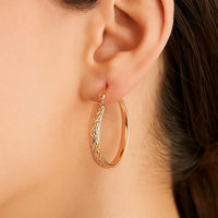 14k Rose Gold Hammered Oval Hoop Earrings