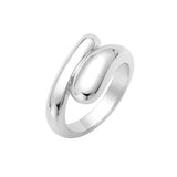 Sterling silver rhodium plated sculpted coiled ring with raised profile band thumbnail 1