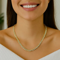 14k Two Tone Gold Pave Curb Chain (4.60 mm)