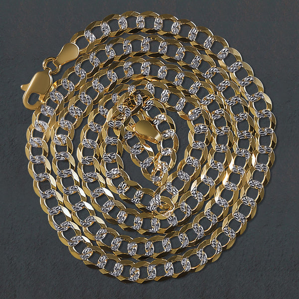 14k Two Tone Gold Pave Curb Chain (4.60 mm)