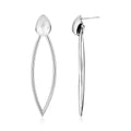 Sterling silver open marquise dangle earrings with polished cutout shapes