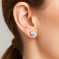 14k White Gold Ball Earrings with Crystal Cut Texture