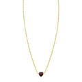 14K yellow gold necklace with heart garnet stone on a 1.50 mm chain