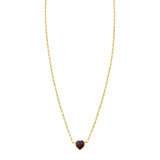 14K yellow gold necklace with heart garnet stone on a 1.50 mm chain thumbnail 1