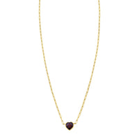 14K Yellow Gold Garnet Heart Necklace (1.50 mm)