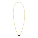 14K Yellow Gold Garnet Heart Necklace (1.50 mm) thumbnail 2