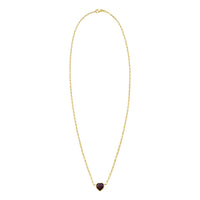 14K Yellow Gold Garnet Heart Necklace (1.50 mm)