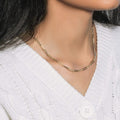 14K yellow gold textured paperclip chain with elongated oval links at 3.5 mm