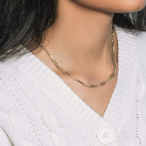 14k Yellow Gold Textured Paperclip Chain (3.5 mm)