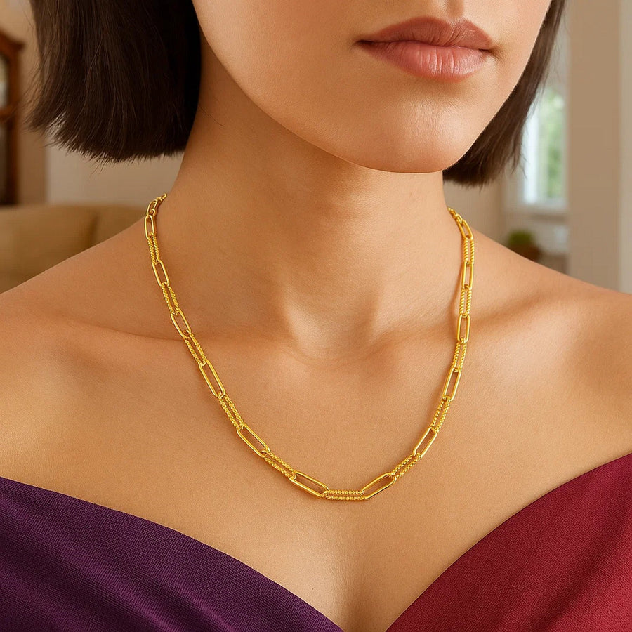 14k Yellow Gold Textured Paperclip Chain (3.5 mm)