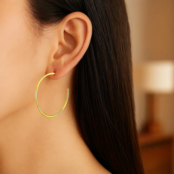 14k Yellow Gold Polished Hoop Earrings