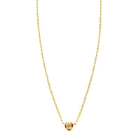 14K Yellow Gold Citrine Heart Necklace (1.50 mm)