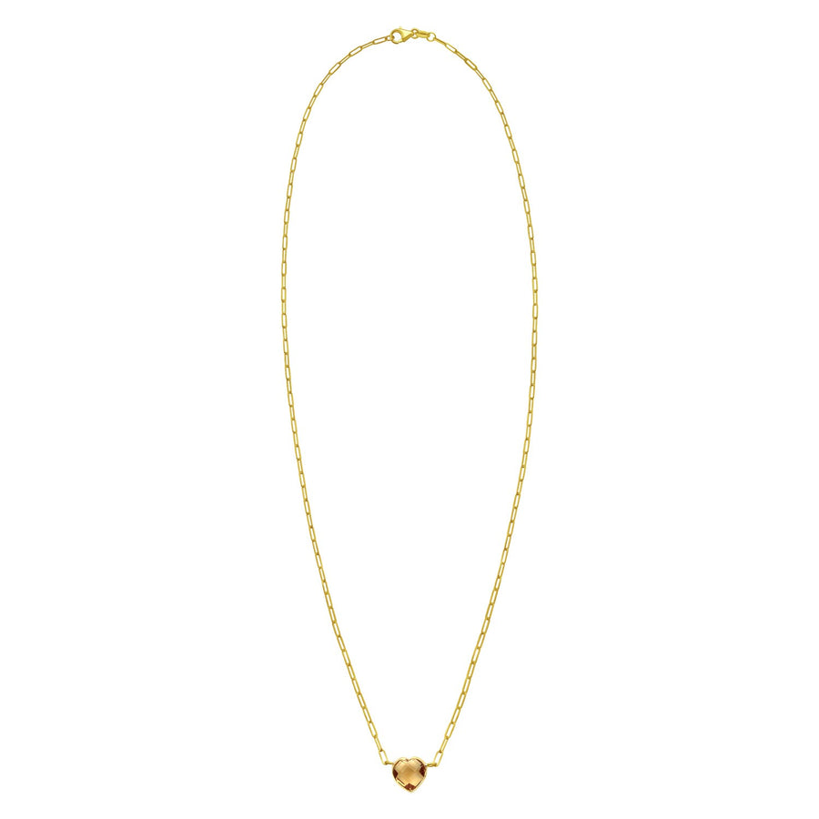 14K Yellow Gold Citrine Heart Necklace (1.50 mm)