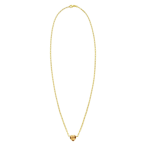 14K Yellow Gold Citrine Heart Necklace (1.50 mm)