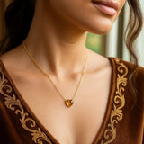14K Yellow Gold Citrine Heart Necklace (1.50 mm) thumbnail 4