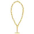 14K yellow gold toggle necklace with alternating chain links
