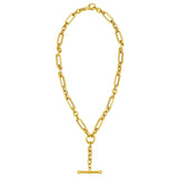 14K yellow gold toggle necklace with alternating chain links thumbnail 1
