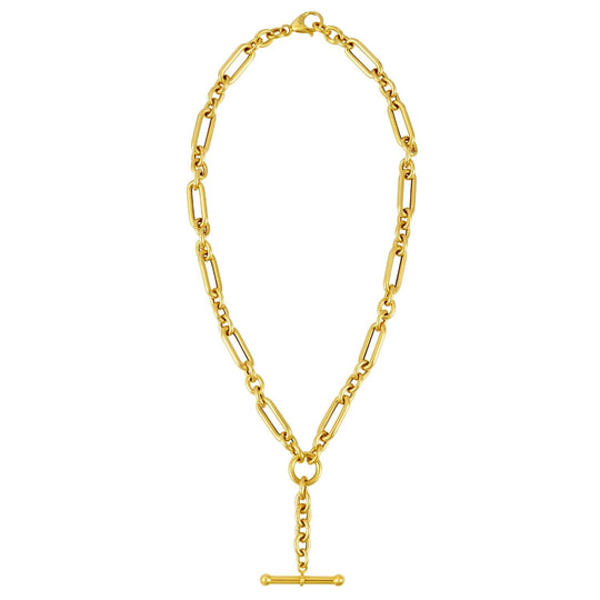 14K yellow gold toggle necklace with alternating chain links