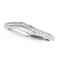 14K white gold ring with small round diamond stones along a curved band