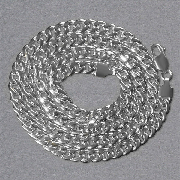 14k White Gold Miami Cuban Semi Solid Chain (5.50 mm)