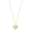 14K yellow gold heart pendant necklace with checkered textured surface