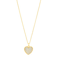 Checkered Heart Necklace in 14K Yellow Gold