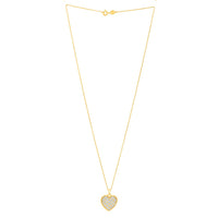 Checkered Heart Necklace in 14K Yellow Gold