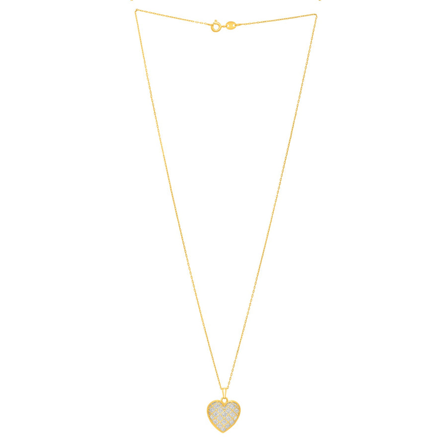 Checkered Heart Necklace in 14K Yellow Gold