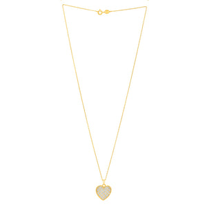 Checkered Heart Necklace in 14K Yellow Gold