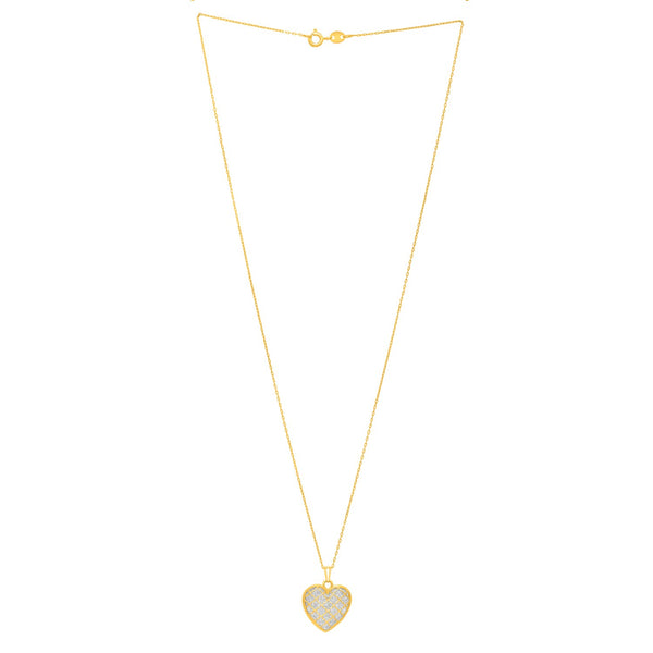 Checkered Heart Necklace in 14K Yellow Gold